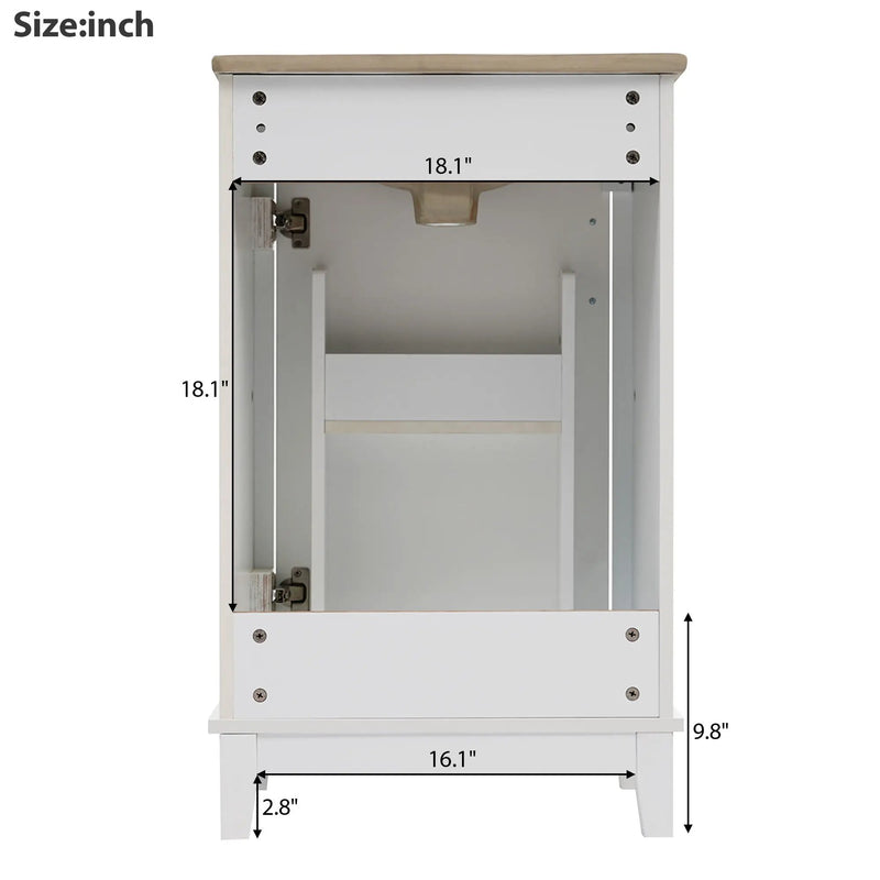 Modern Small Bathroom Vanity Cabinet With Ceramic Basin, Ample Storage, 1 Soft Close Door by HouseOfZazla