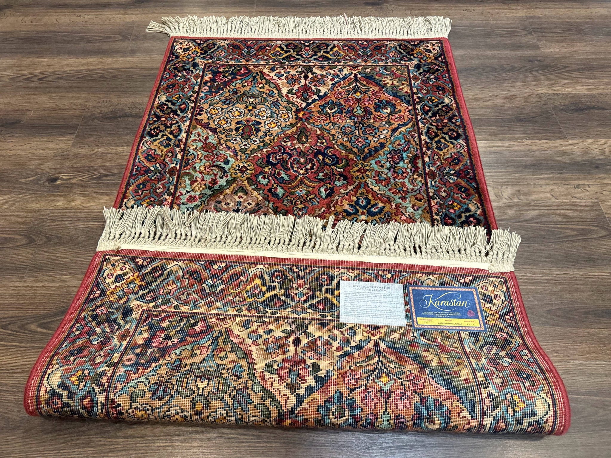 Karastan Rug 3x5 Multicolor Panel Kirman #717, Original 700 Series, Wool Pile, Discontinued by Jewel Rugs