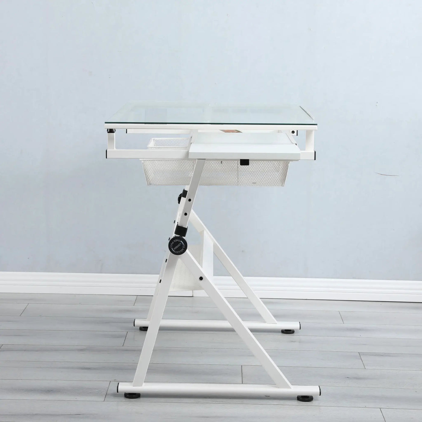 Adjustable Tempered Glass Drafting Printing Table With Chair by HouseOfZazla