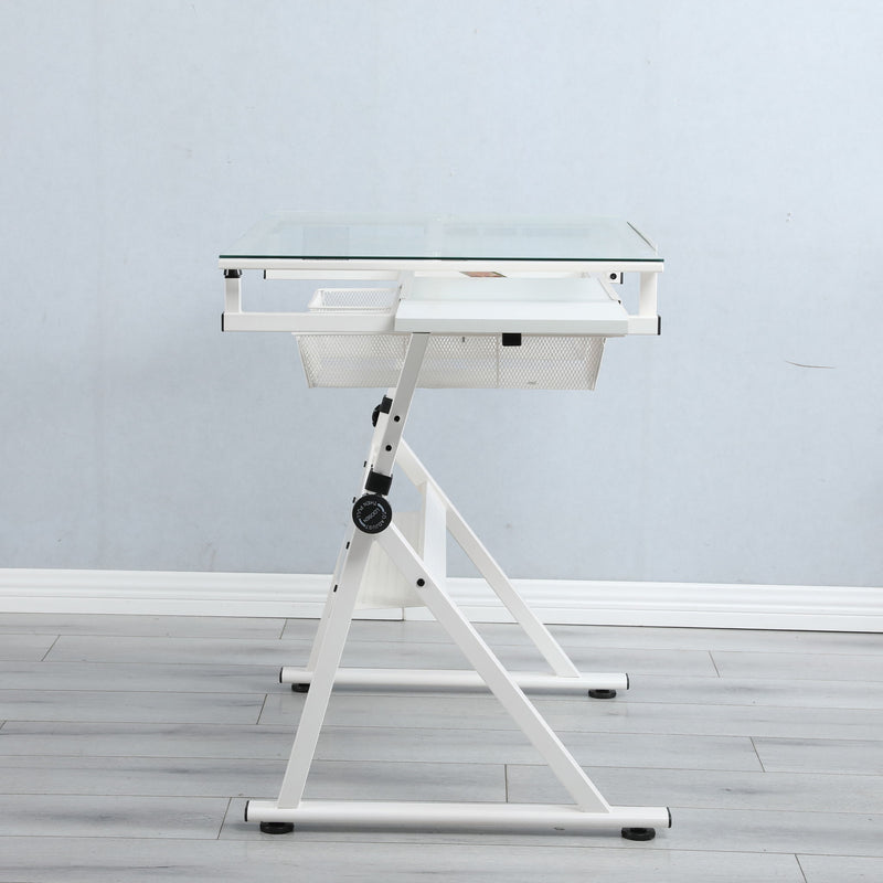 Adjustable Tempered Glass Drafting Printing Table With Chair by HouseOfZazla