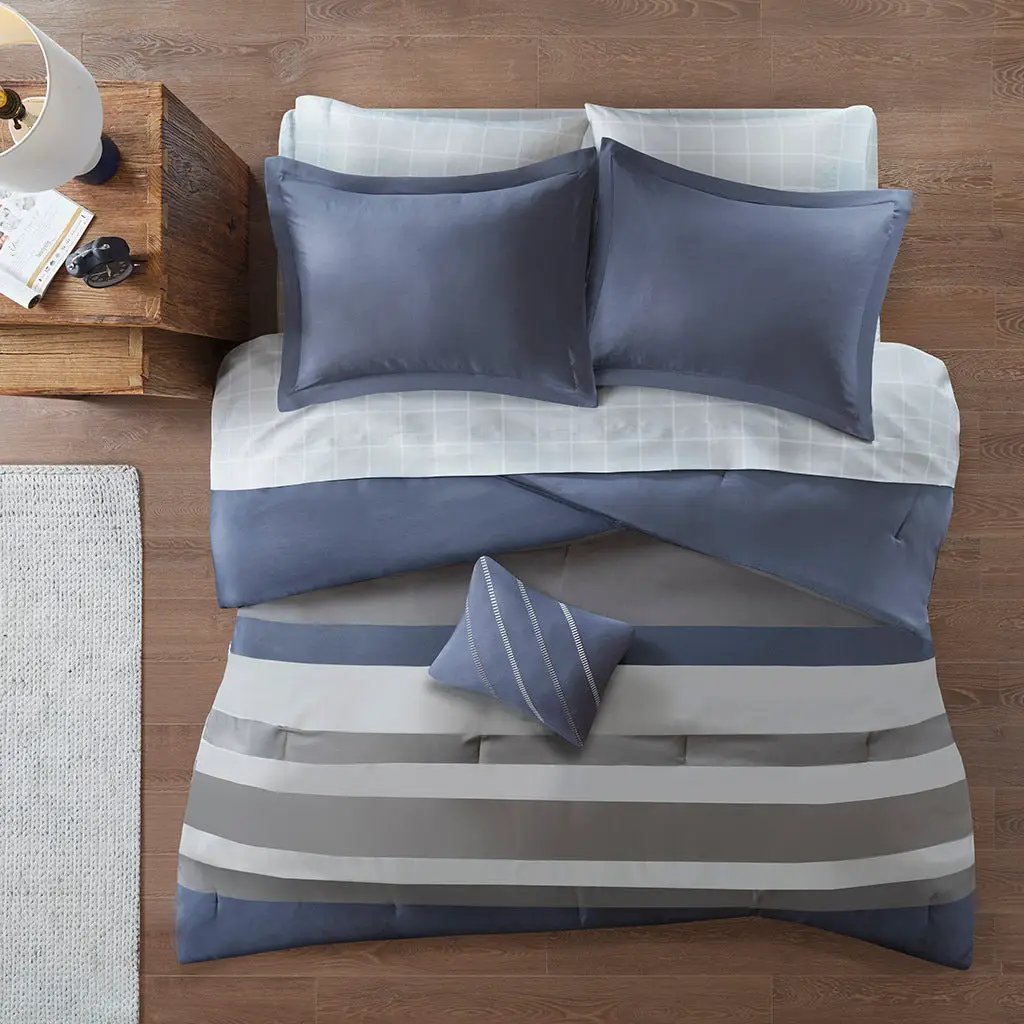 Queen Striped Comforter Set with Bed Sheets by HouseOfZazla