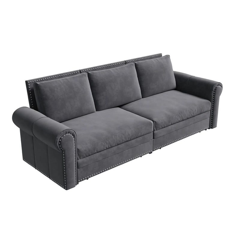 3 In 1 Convertible Sleeper Sofa With Nailhead Trim & Rolled Arm by HouseOfZazla