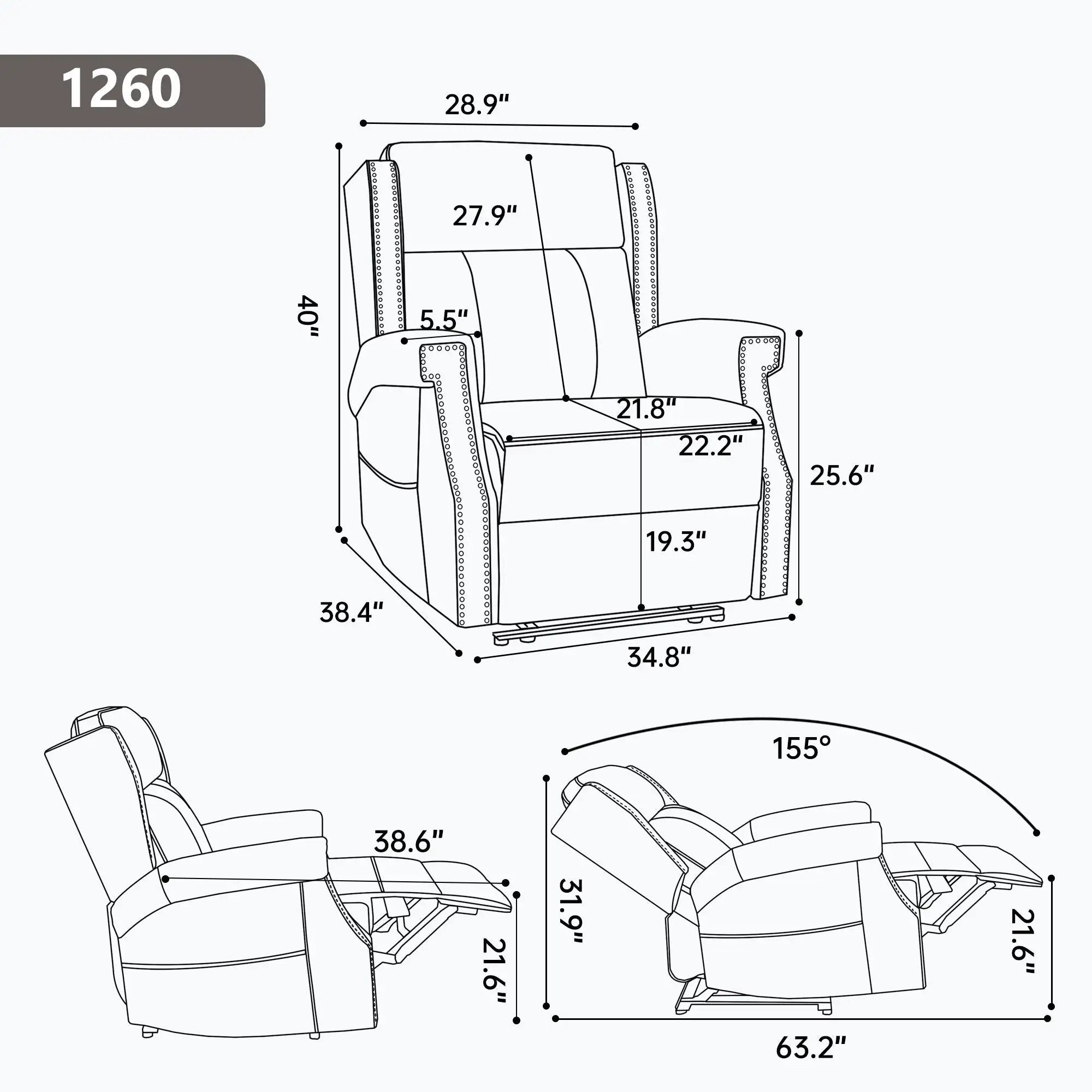 Manual Recliner Chair With Heavy Duty Motion Mechanism, 8 Vibrating Nodes And 3 Massage Modes For Living Room by HouseOfZazla