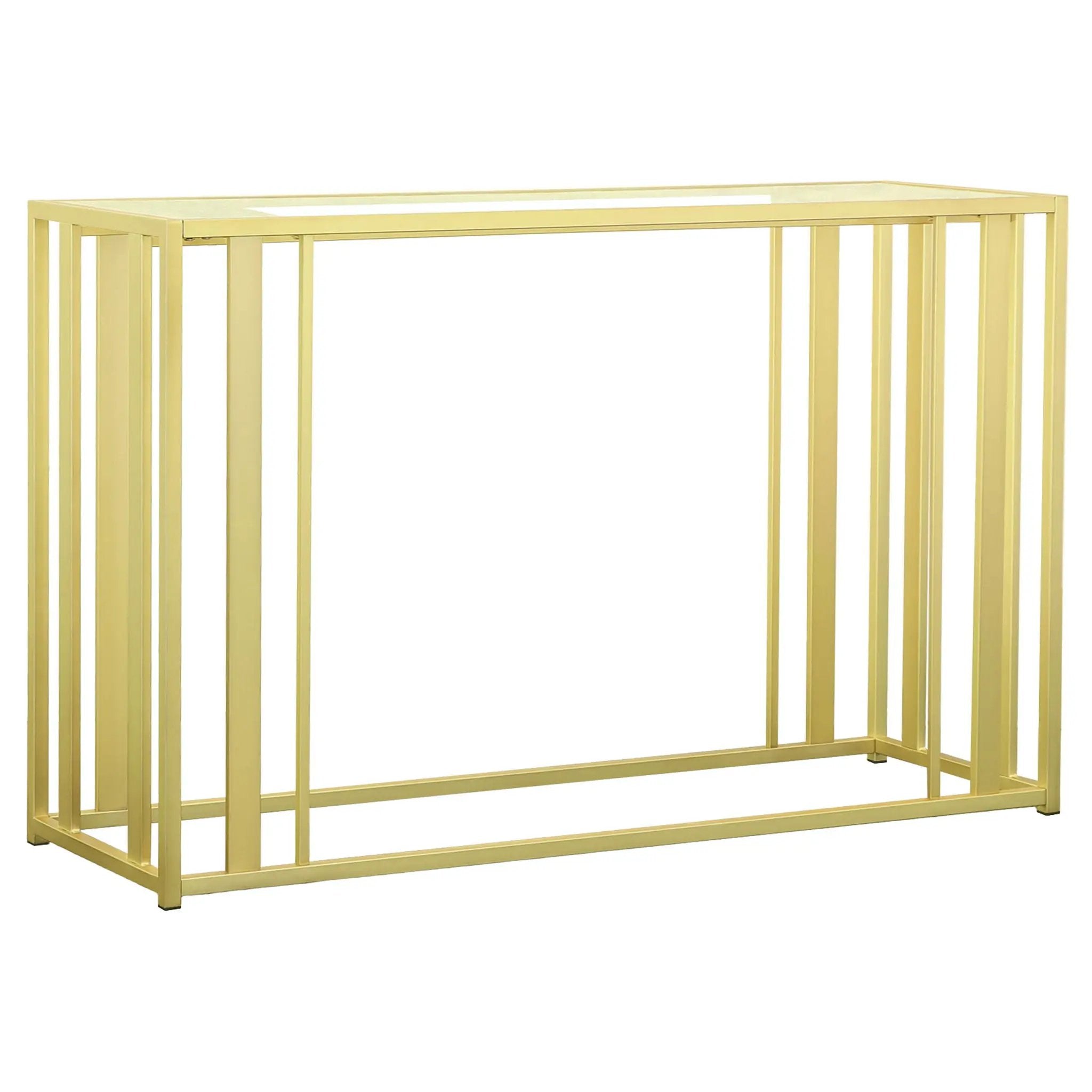 Adri Glass Top Entryway Console Table Matte Brass by Unique Piece Furniture