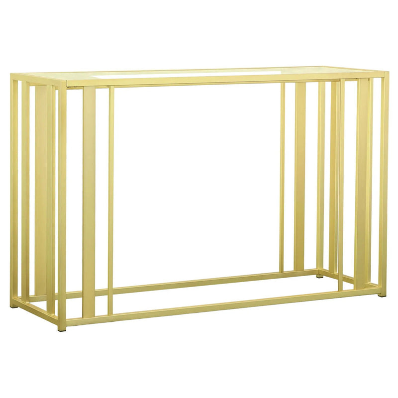 Adri Glass Top Entryway Console Table Matte Brass by Unique Piece Furniture