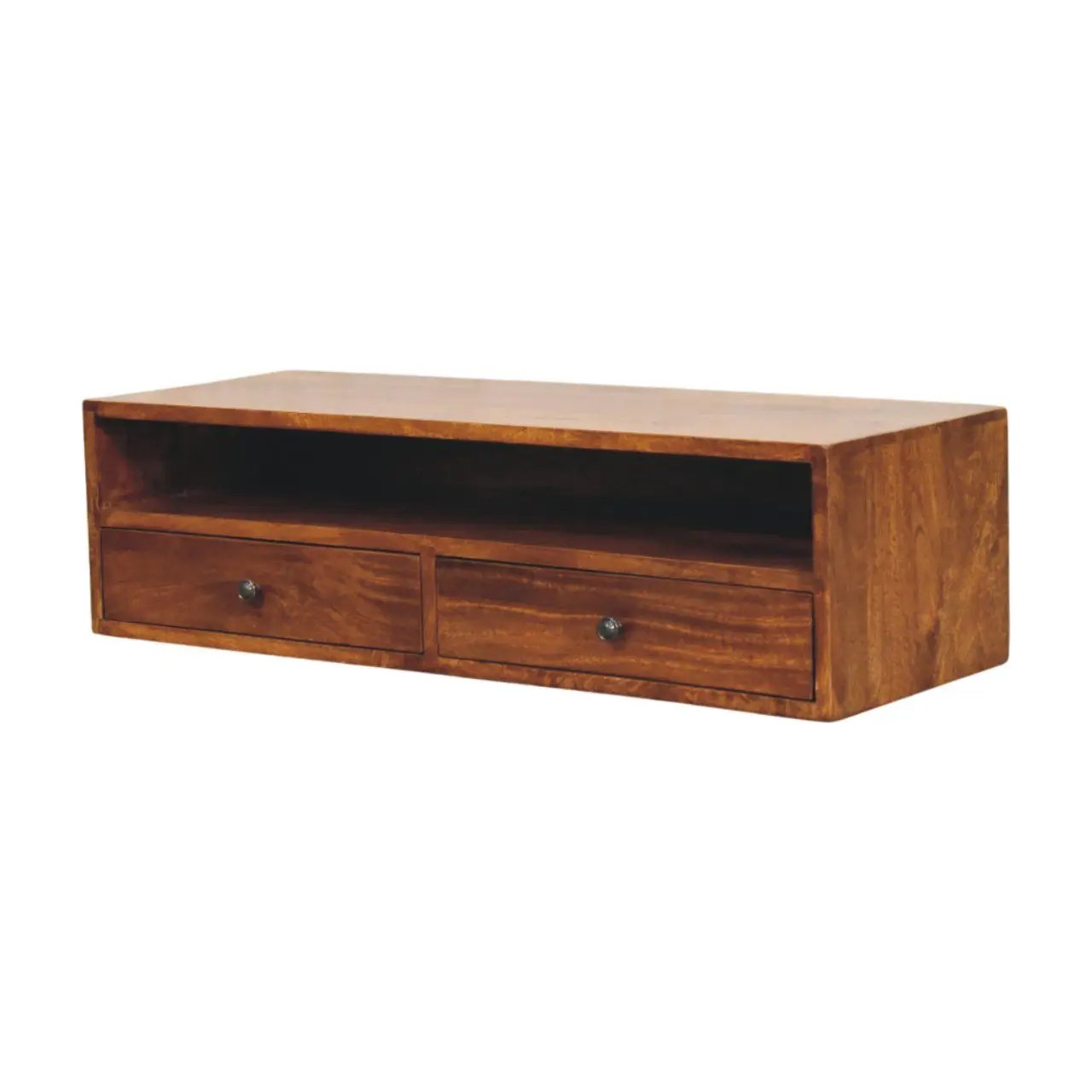 Lunar - 2 Drawer Wall Mounted Media Unit - Brown by HouseOfZazla