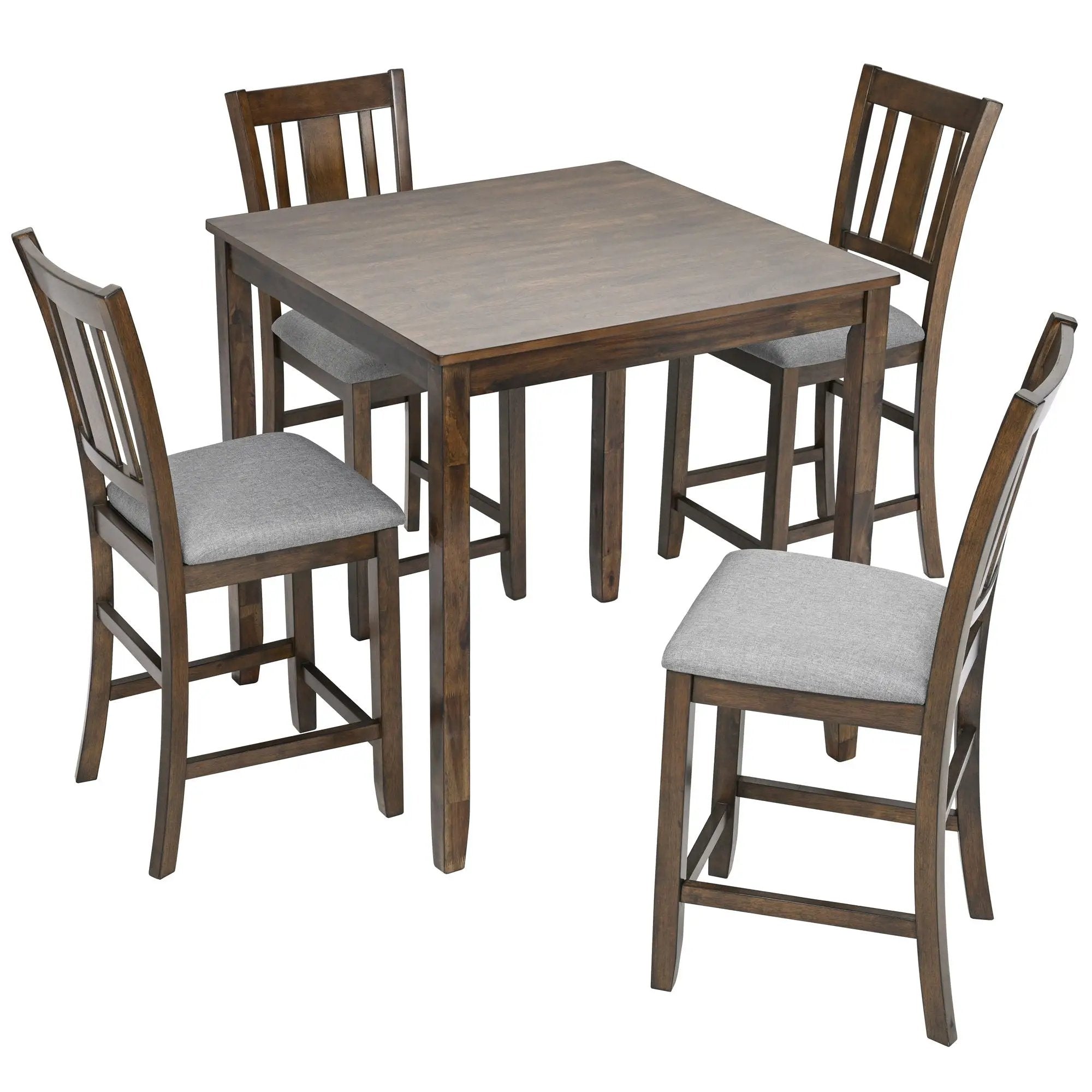 5 Pieces Dining Table Set, Counter Height Kitchen Table Set With Square Table And 4 Upholstered Chairs by Unique Piece Furniture
