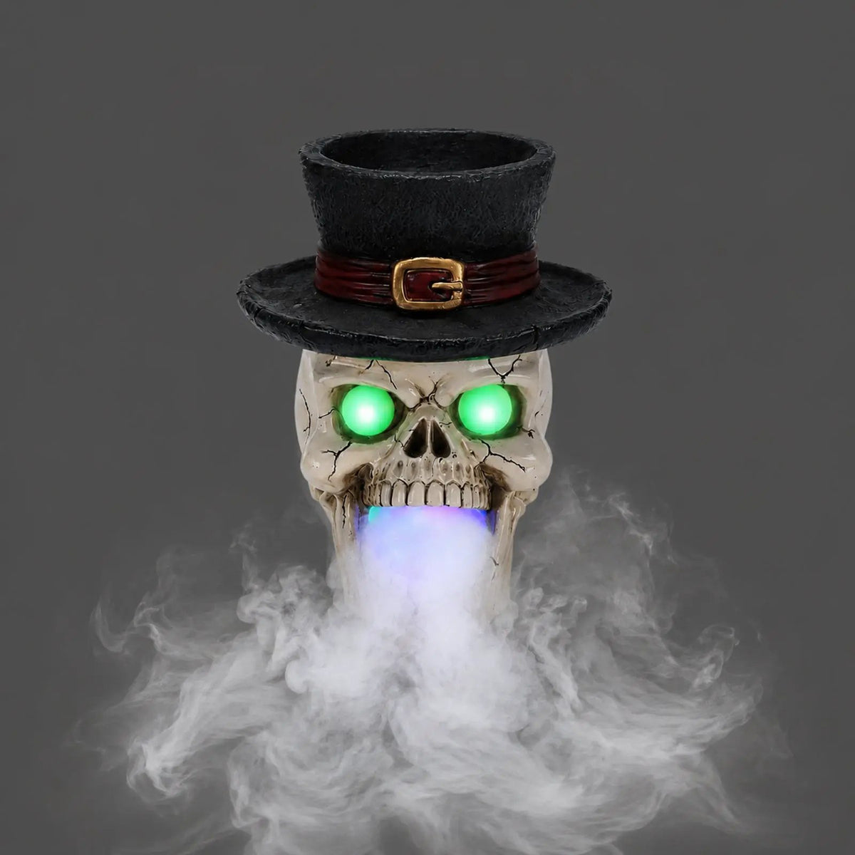 LED Light-Up Skull with Top Hat & Mist Maker by HouseOfZazla