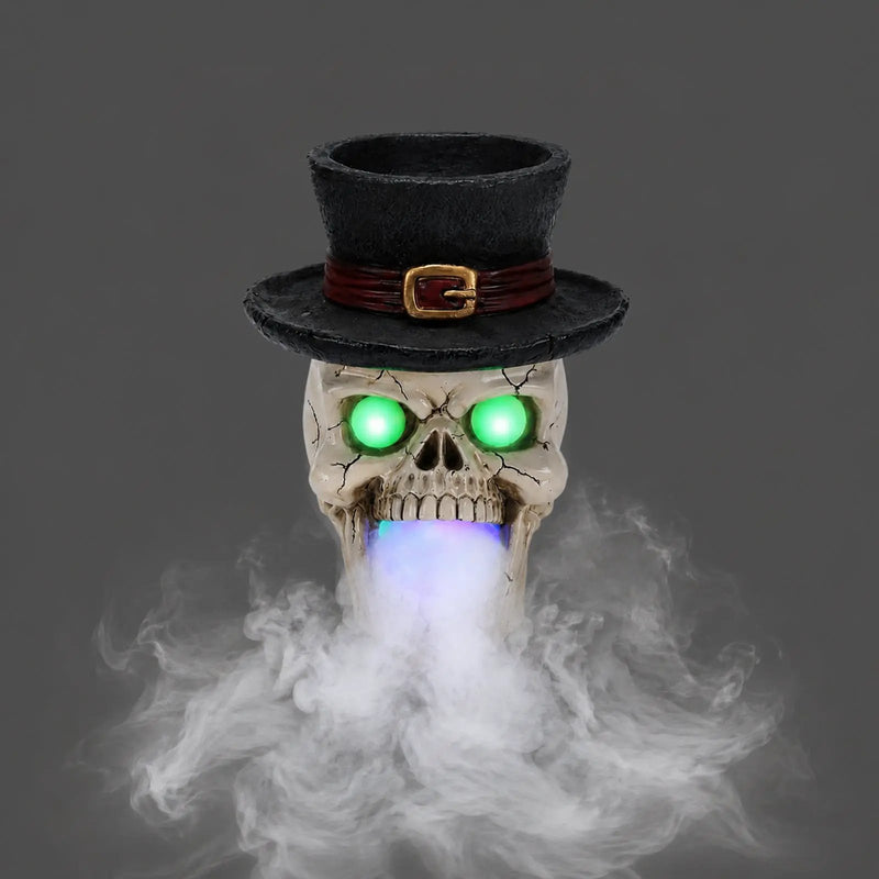 LED Light-Up Skull with Top Hat & Mist Maker by HouseOfZazla
