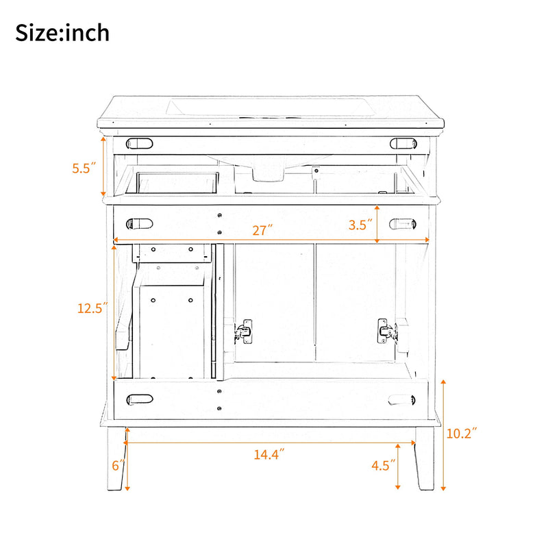 Modern Bathroom Vanity With Sink, Storage Cabinet, Soft Close Doors, Deep & Standard Drawers