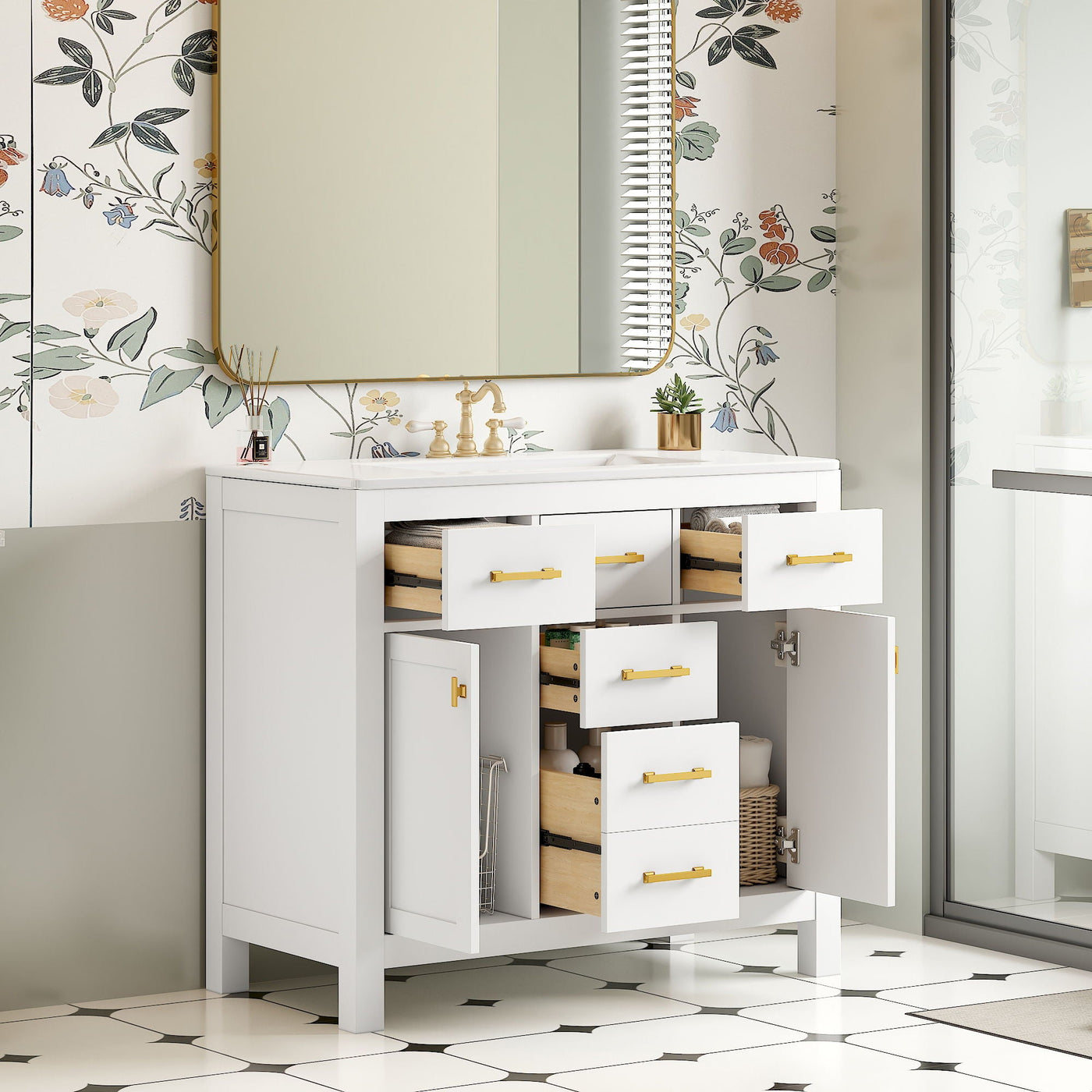 Bathroom Vanity With Sink Combo Set, Modern Bathroom Cabinet With 4 Drawers by Unique Piece Furniture