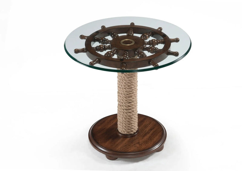 Beaufort - Round Accent Table With Base And Glass Top - Dark Oak by Unique Piece Furniture