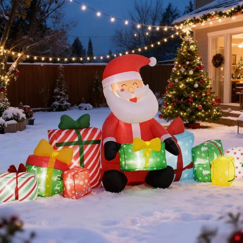 Inflatable Santa Claus And Gift Boxes Outdoor Display by HouseOfZazla