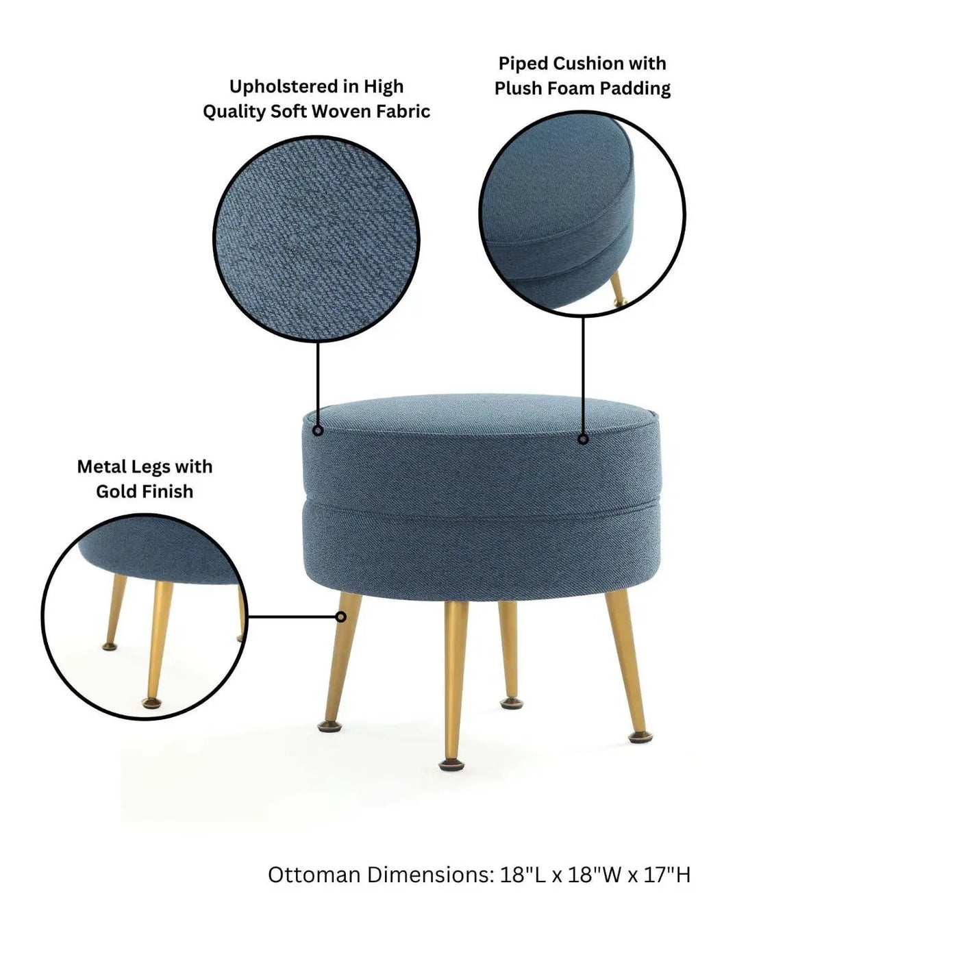 Bailey - Upholstered Accent Ottoman by HouseOfZazla