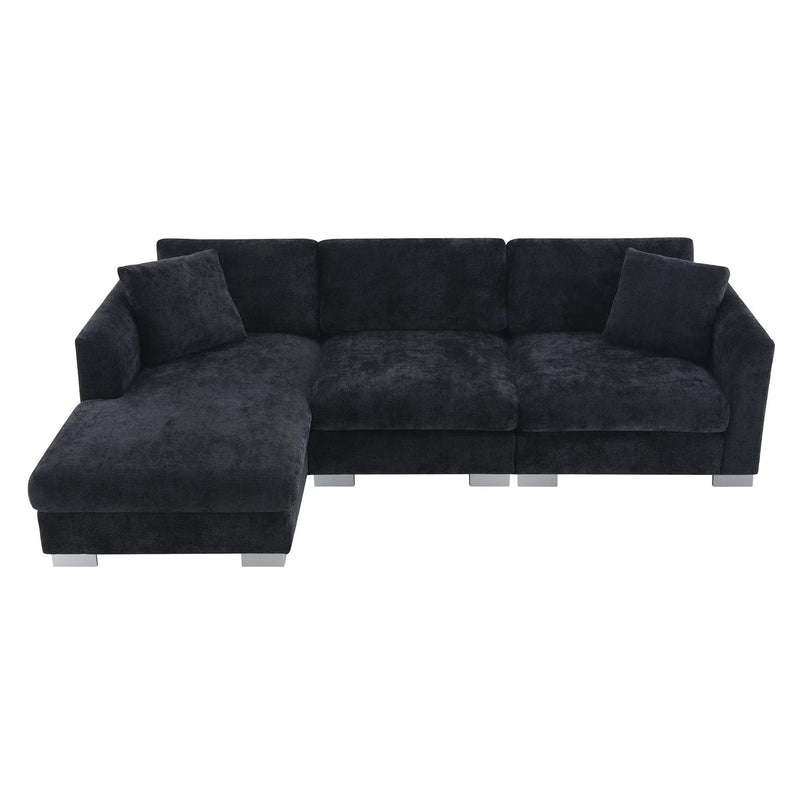 Modern Cloud Sectional Sofa L Shaped Luxury Couch Set With 2 Free Pillows 4 Seat With Oversized Chaise by HouseOfZazla