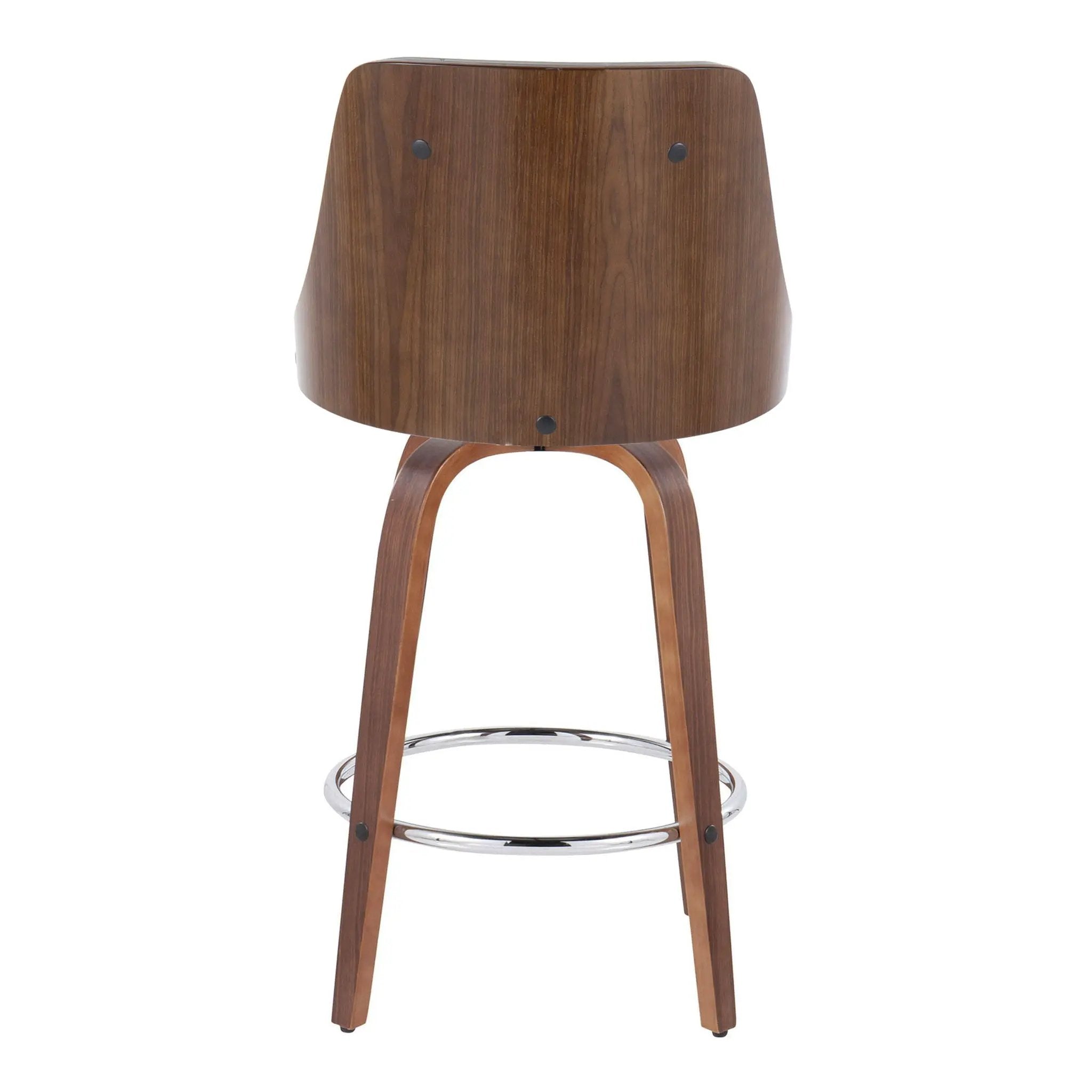 Gianna - Mid-Century Modern Fixed Height Stool With Swivel With Round Footrest (Set of 2) by HouseOfZazla