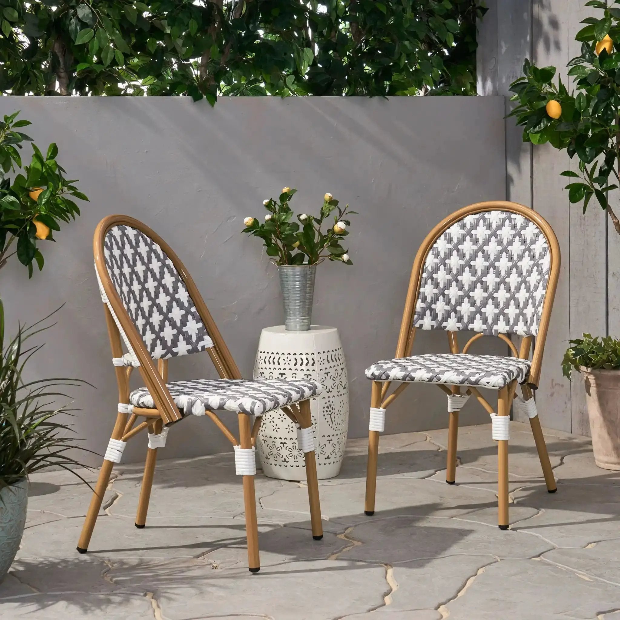 Chic French Bistro Chair With Durable Rattan And Aluminum Frame by HouseOfZazla