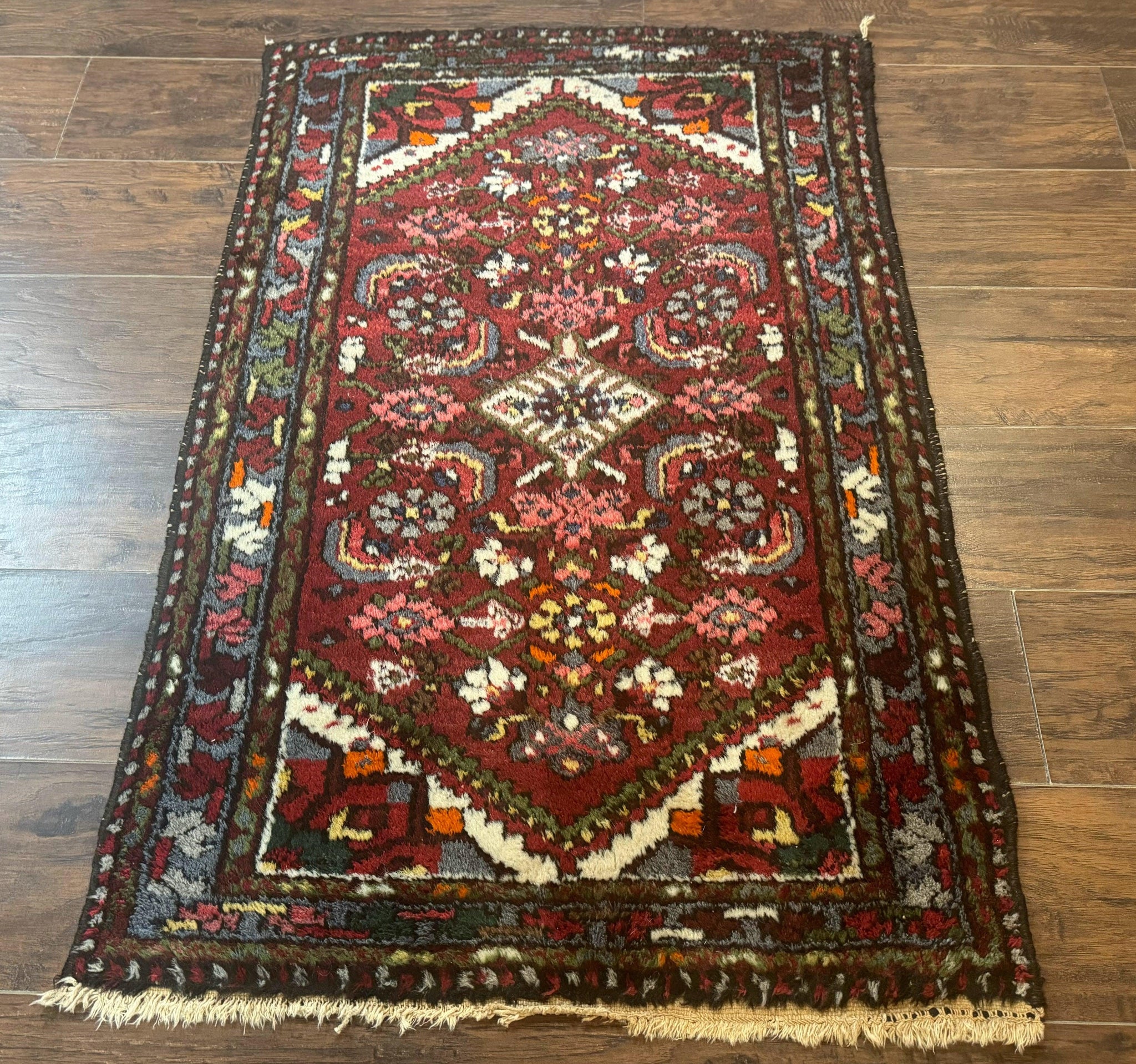 Small Red Persian Tribal Rug 2.6 x 4, Wool Rug, Persian Hamadan Rug by Jewel Rugs