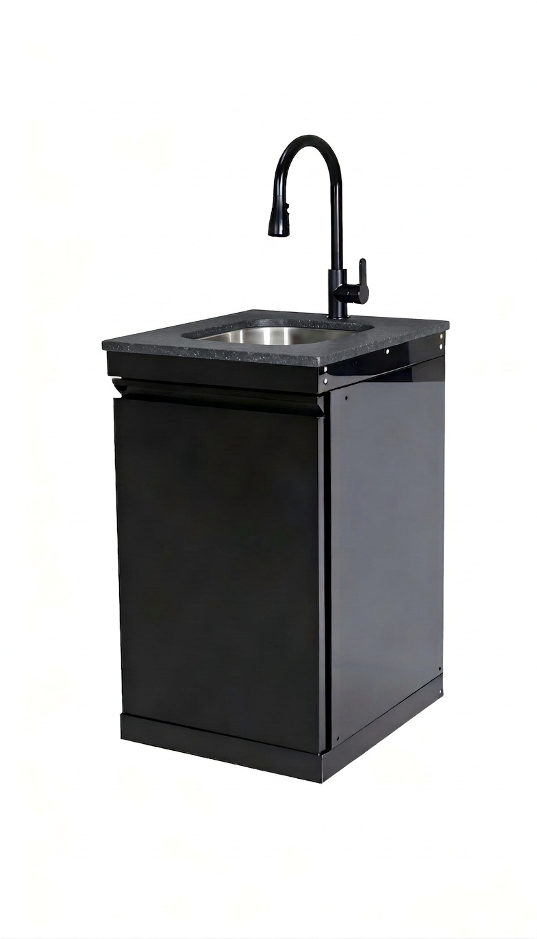 Double Door Sink Cabinet with Tap Stainless Steel Outdoor Kitchen by HouseOfZazla