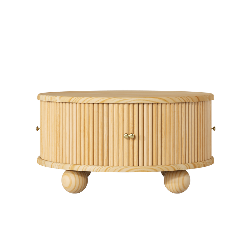 Round Fluted Coffee Table with Storage by HouseOfZazla