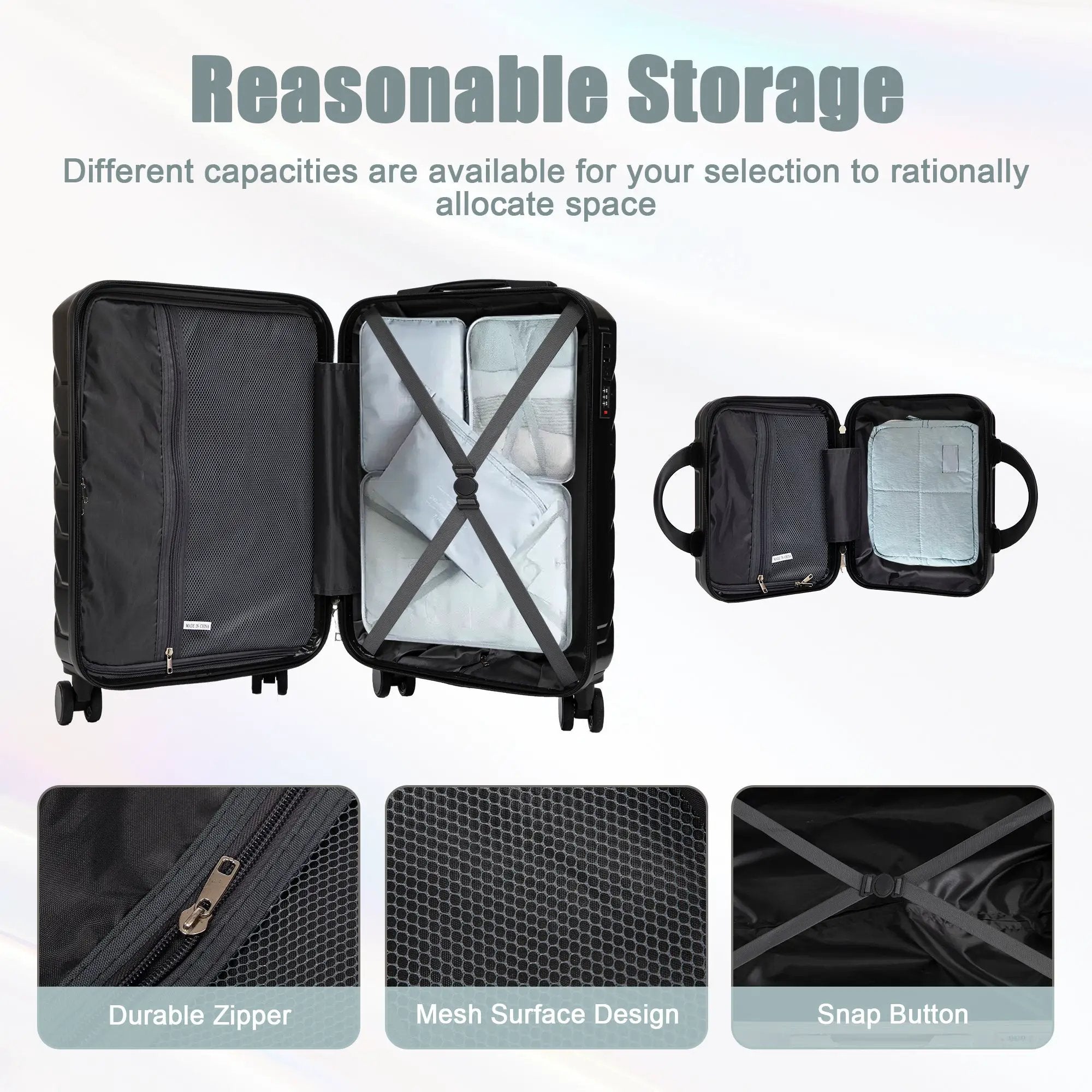 14'/20' 2-Piece ABS Spinner Wheel Luggage Set with Combination Lock by HouseOfZazla