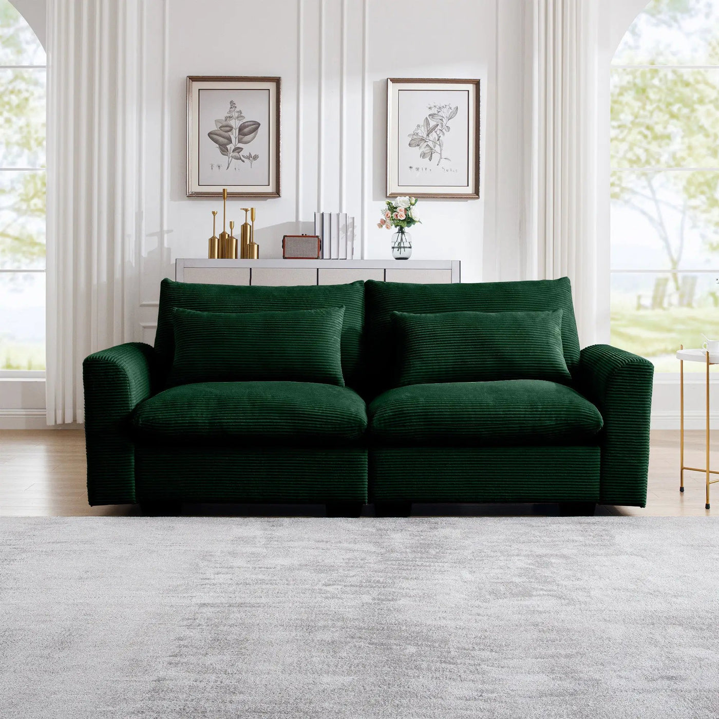 Modern 2 Seater Corduroy Fabric Sofa by HouseOfZazla