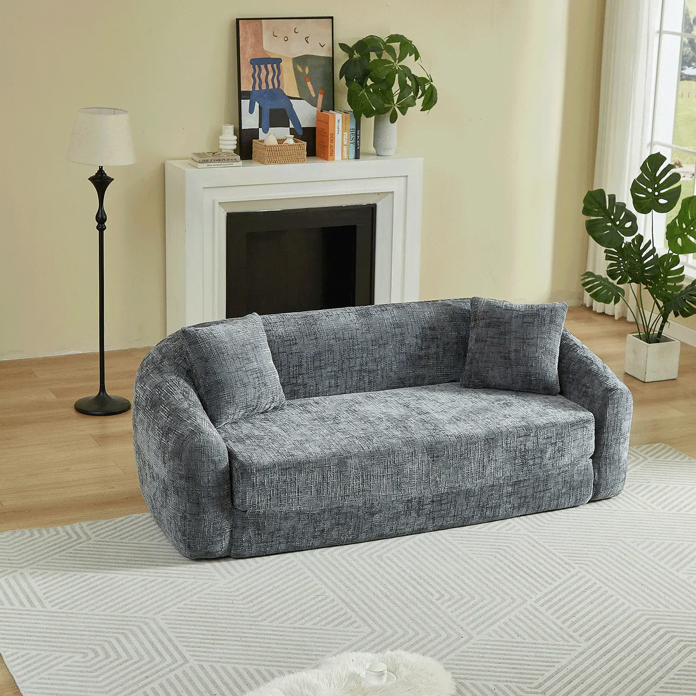 87-Inch Curved Convertible Sofa Recliner by HouseOfZazla