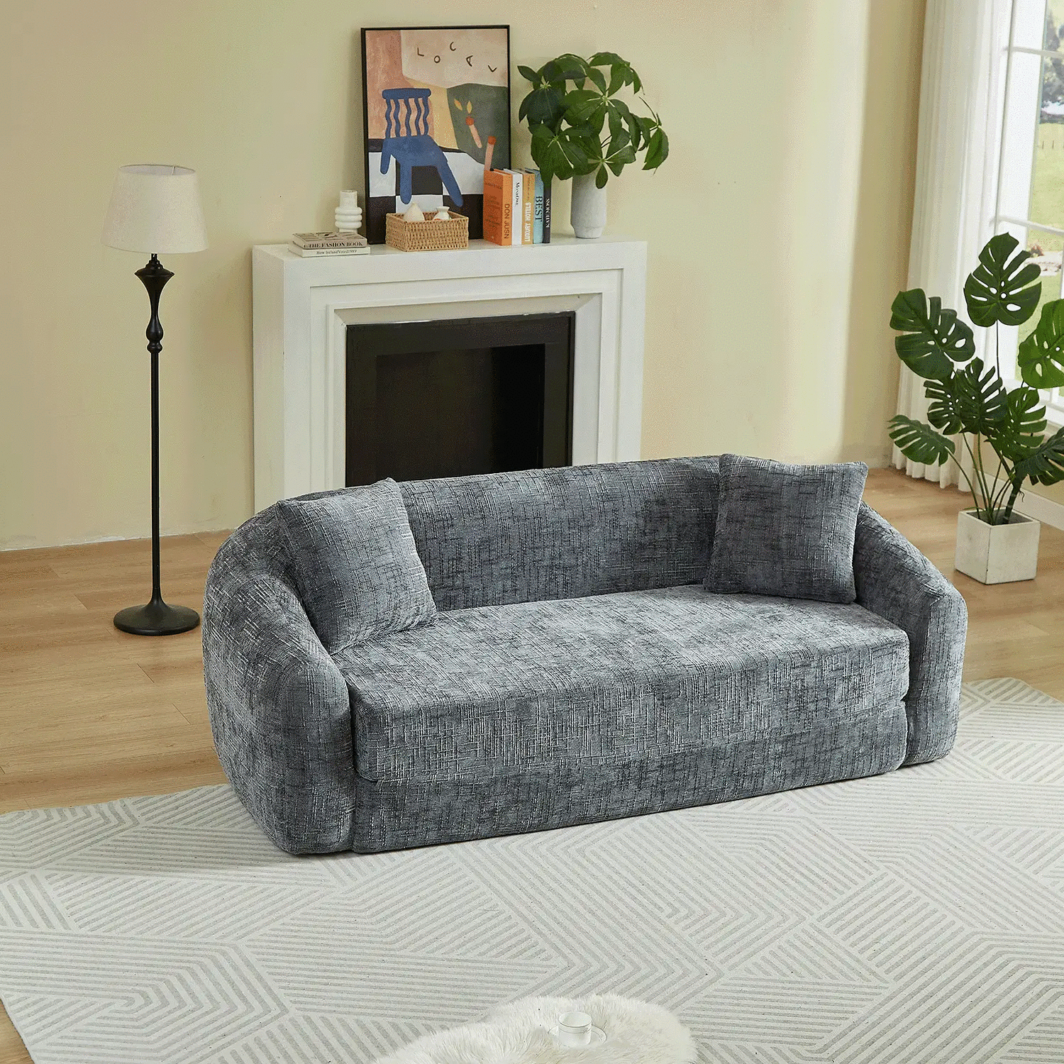 87-Inch Curved Convertible Sofa Recliner by HouseOfZazla