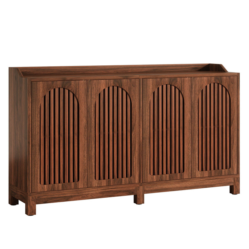 Sideboard Buffet Cabinet With 4 Doors & Shelves, Credenza Table For Dining Room - Brown by HouseOfZazla