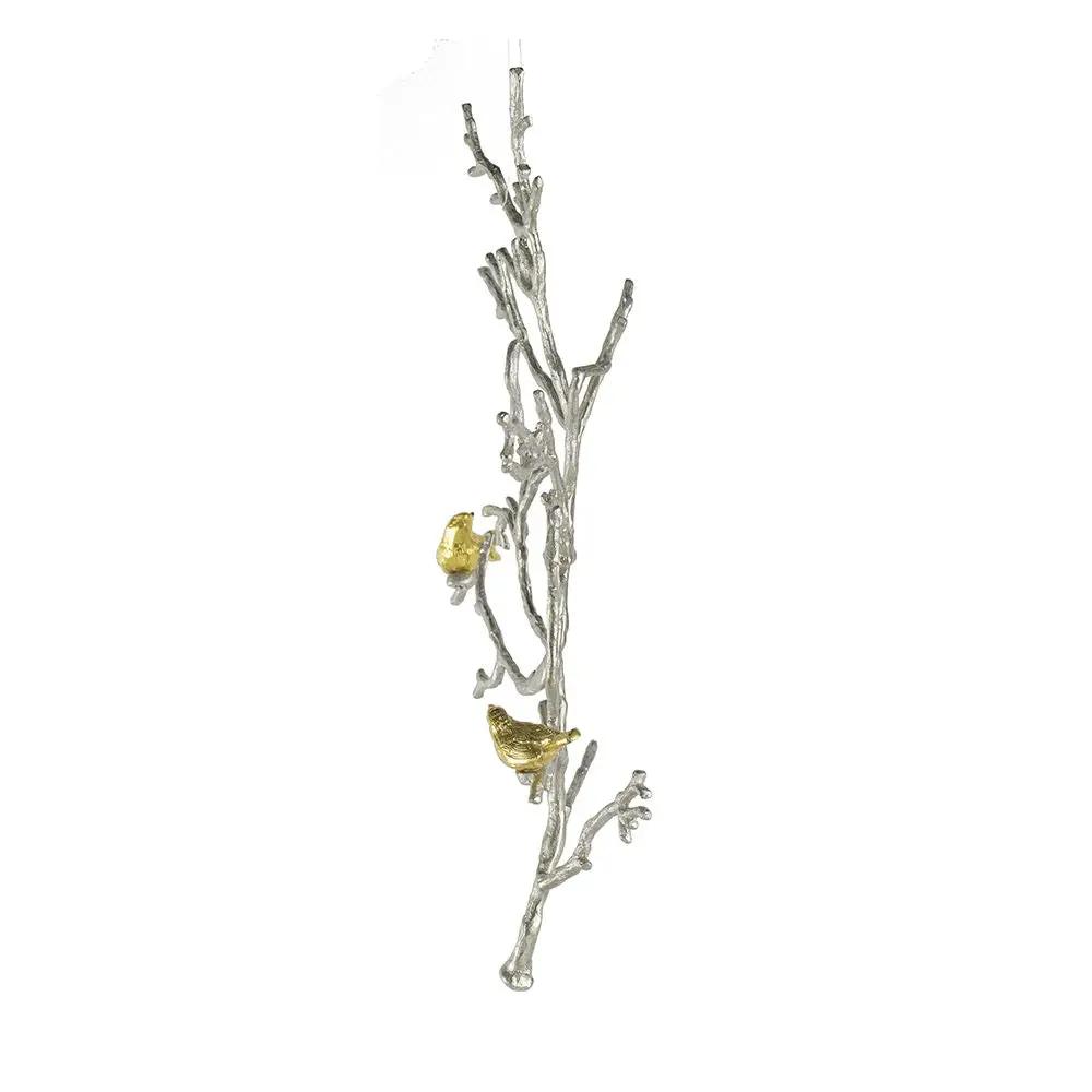 Metal Branch Wall Sculptures With Bird Accents (Set of 2) - Silver Multi by HouseOfZazla