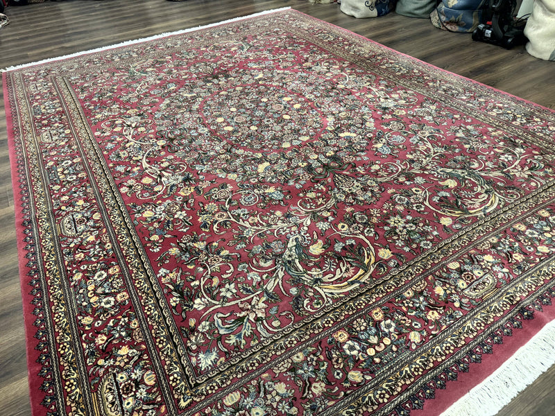 Sino Persian Rug 9x12, Fine 290 KPSI, Rose-Red, Floral Allover by Jewel Rugs