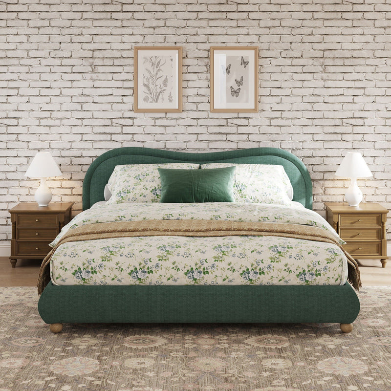 Upholstered Platform Bed Frame With Curved Headboard by HouseOfZazla