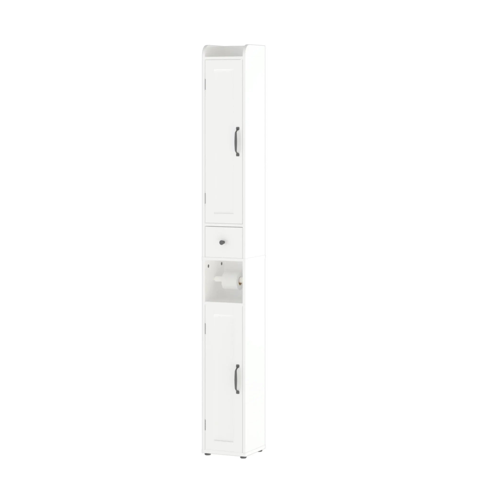 Slim Tall Bathroom Storage Cabinet With Adjustable Shelves, 2 Doors Freestanding Cabinet - White by HouseOfZazla