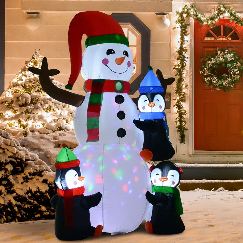 HOMCOM 6' Christmas Inflatable Snowman with Penguins, photo 8 of 9