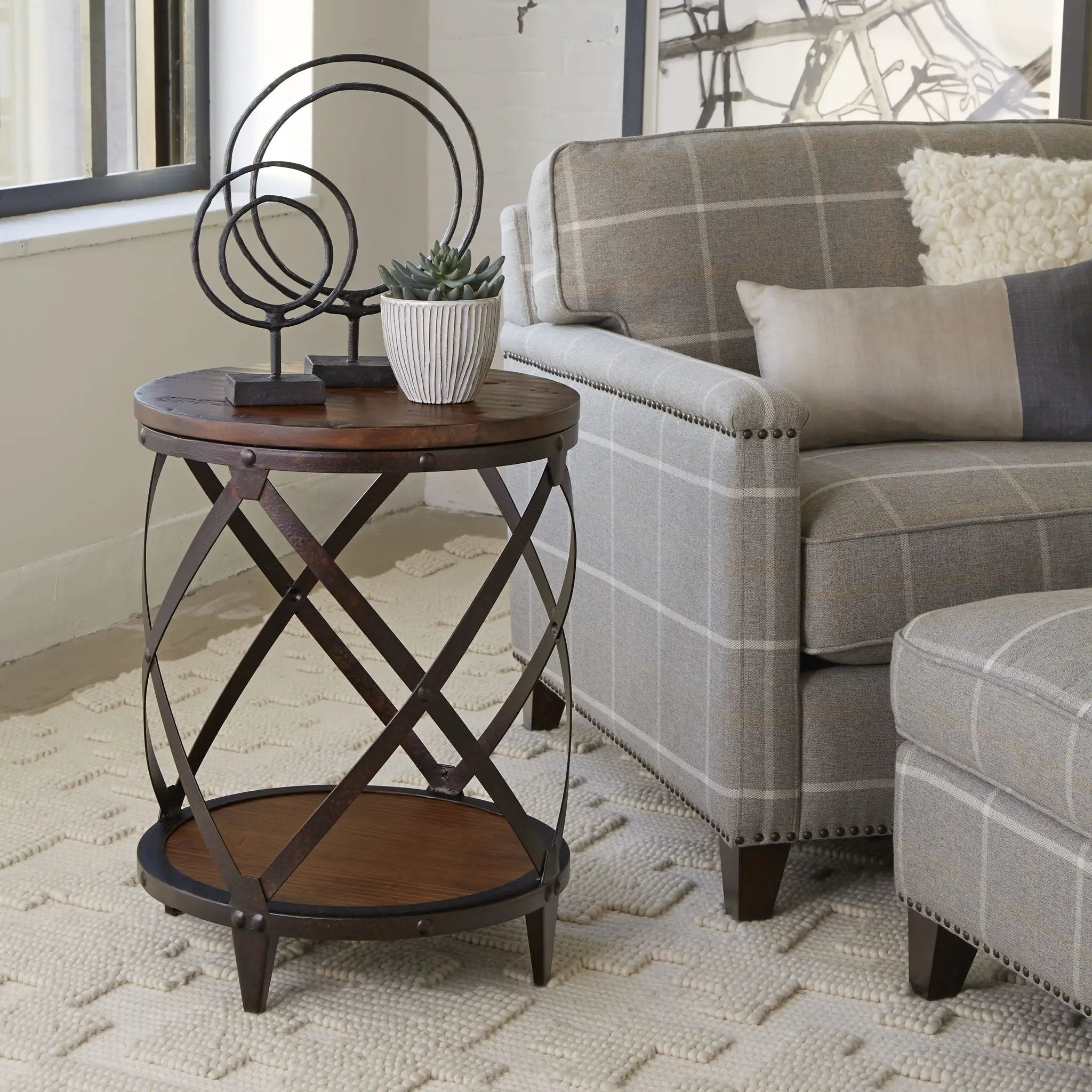 Pinebrook - Round Accent Table - Distressed Natural Pine by Unique Piece Furniture