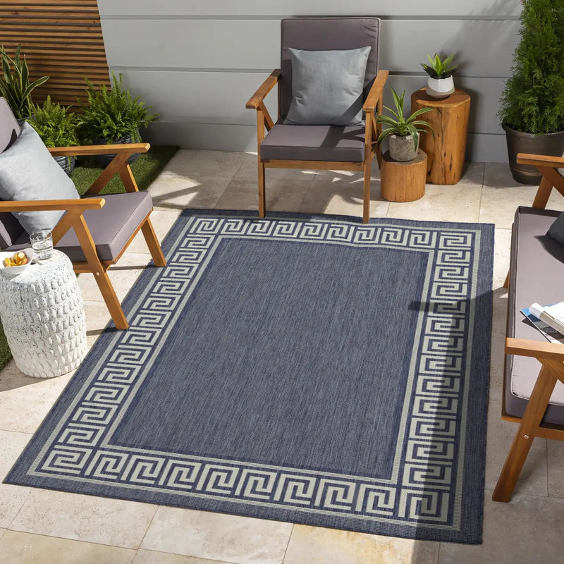 Sunshine - 5'3" X 7'3" Polypropylene Indoor, Outdoor Area Rug - Blue by Unique Piece Furniture