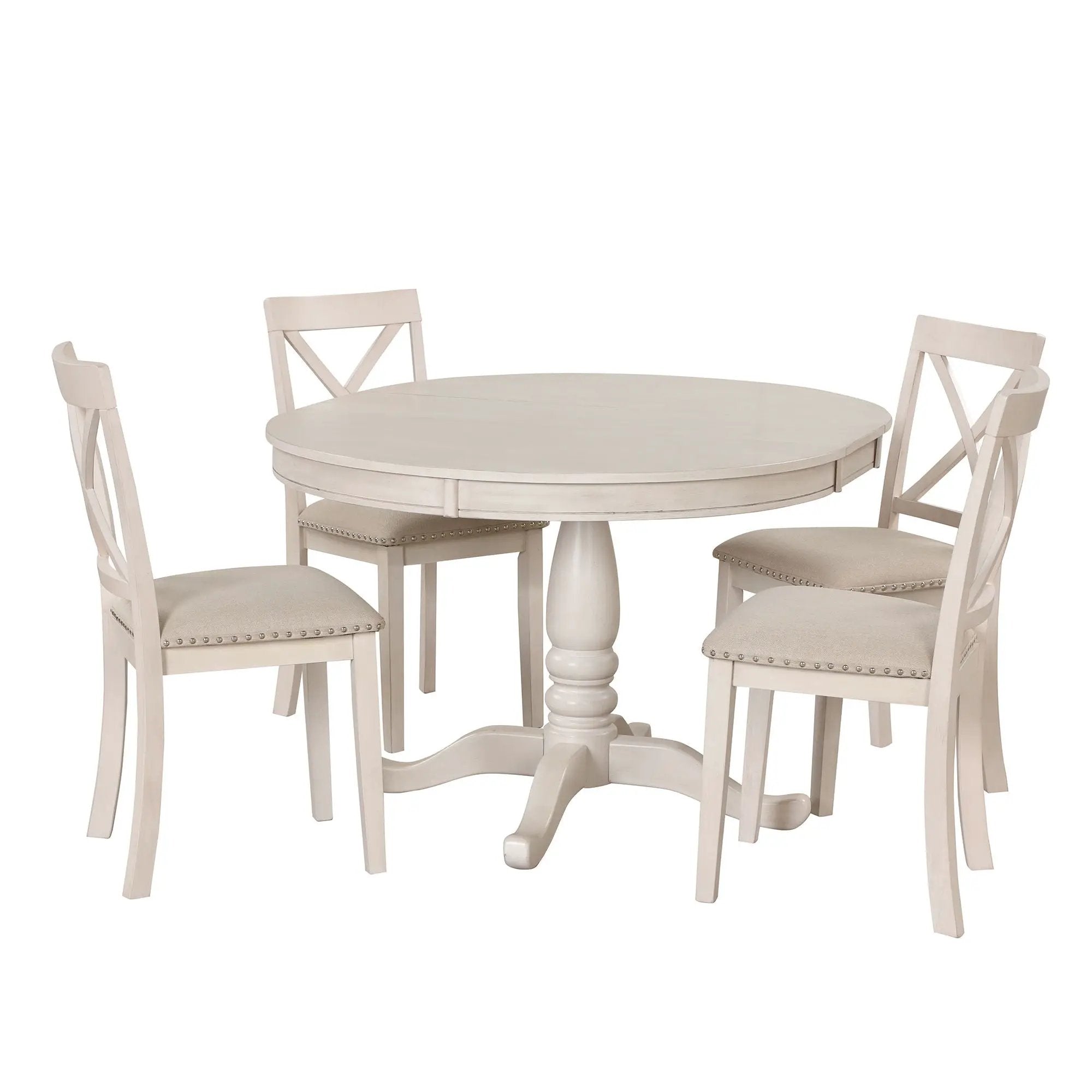 Modern Dining Table Set For 4, Round Table And 4 Kitchen Room Chairs, 5 Piece Kitchen Table Set For Dining Room, Dinette, Breakfast Nook by HouseOfZazla