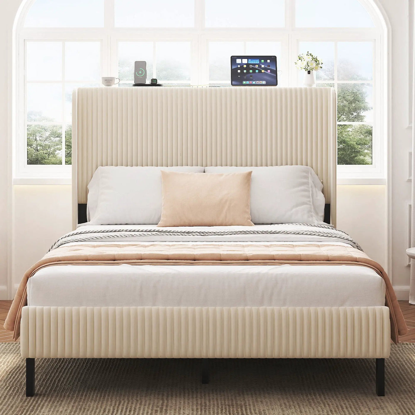 Platform Bed With Metal Frame And Charging Station by Unique Piece Furniture