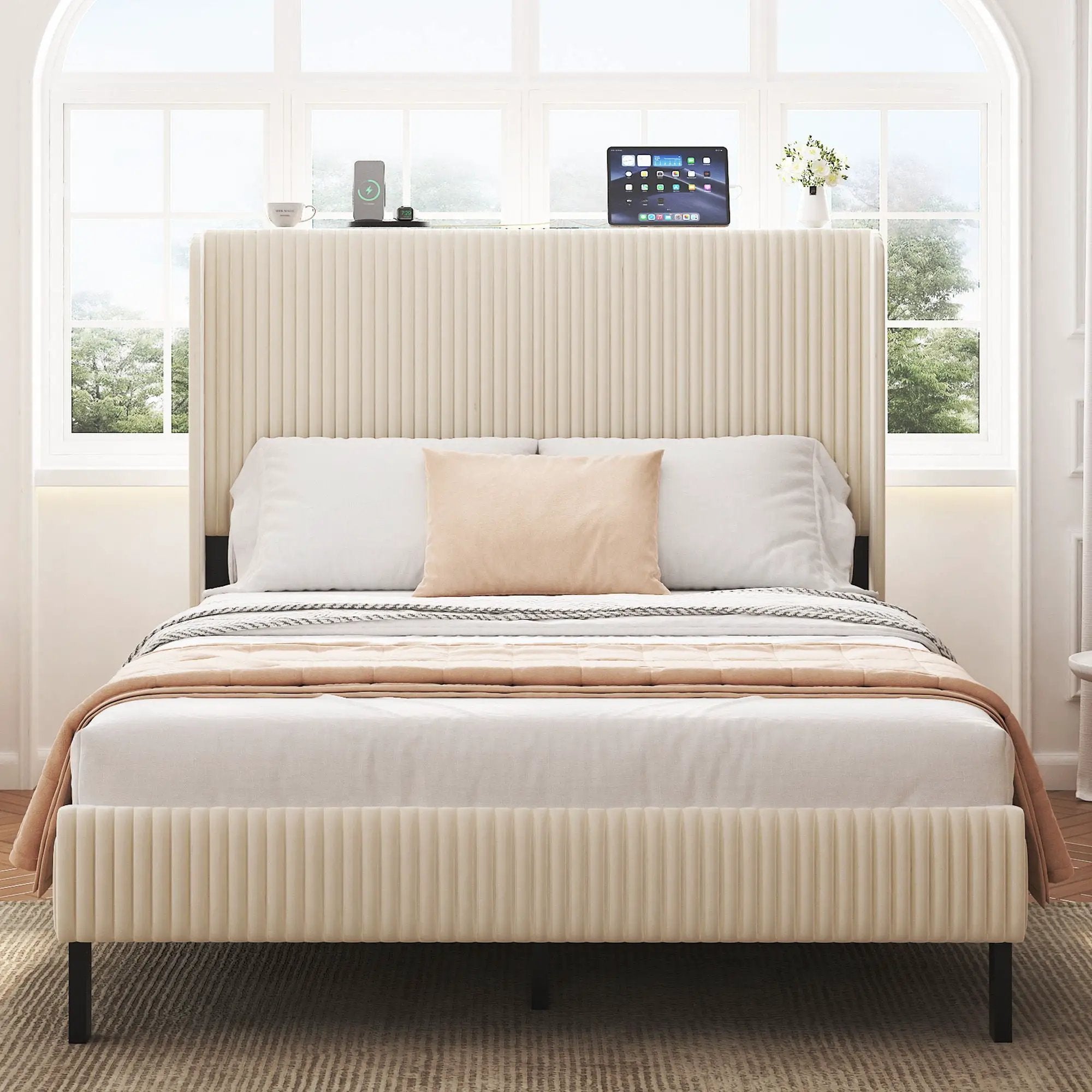Platform Bed With Metal Frame And Charging Station by Unique Piece Furniture