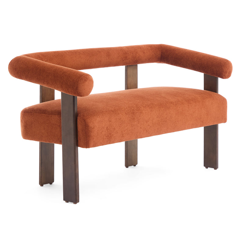 Round Armrest Loveseat (Dark Orange + Brown) by HouseOfZazla