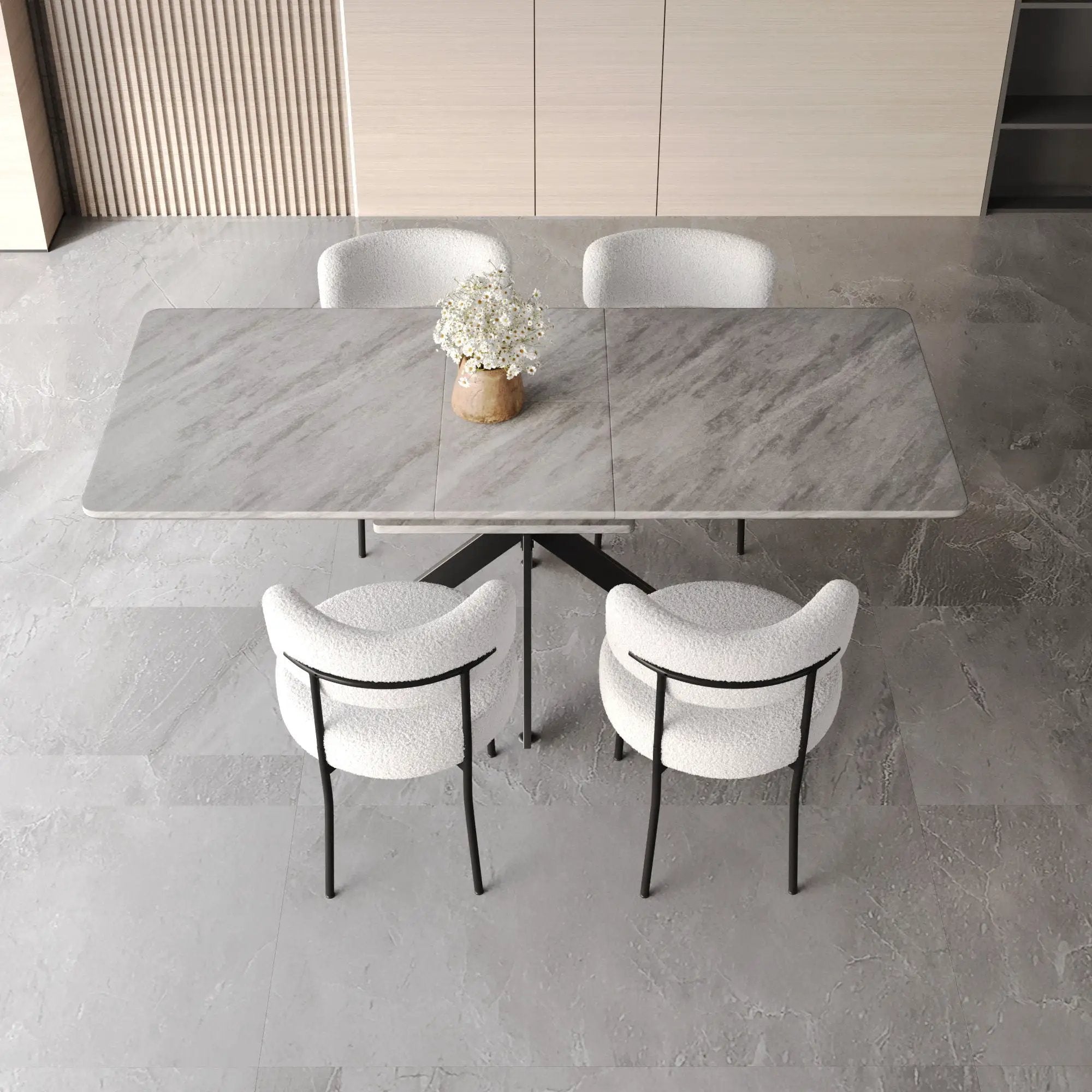 Extendable Dining Table Set With Curved Backrest Upholstered Chairs by Unique Piece Furniture