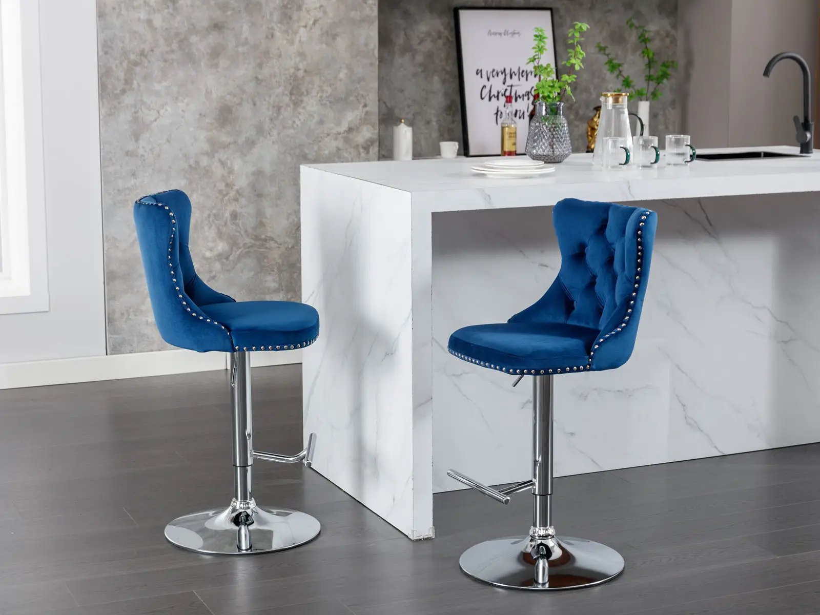 Swivel Adjustable Height Barstools Set of 2 by HouseOfZazla