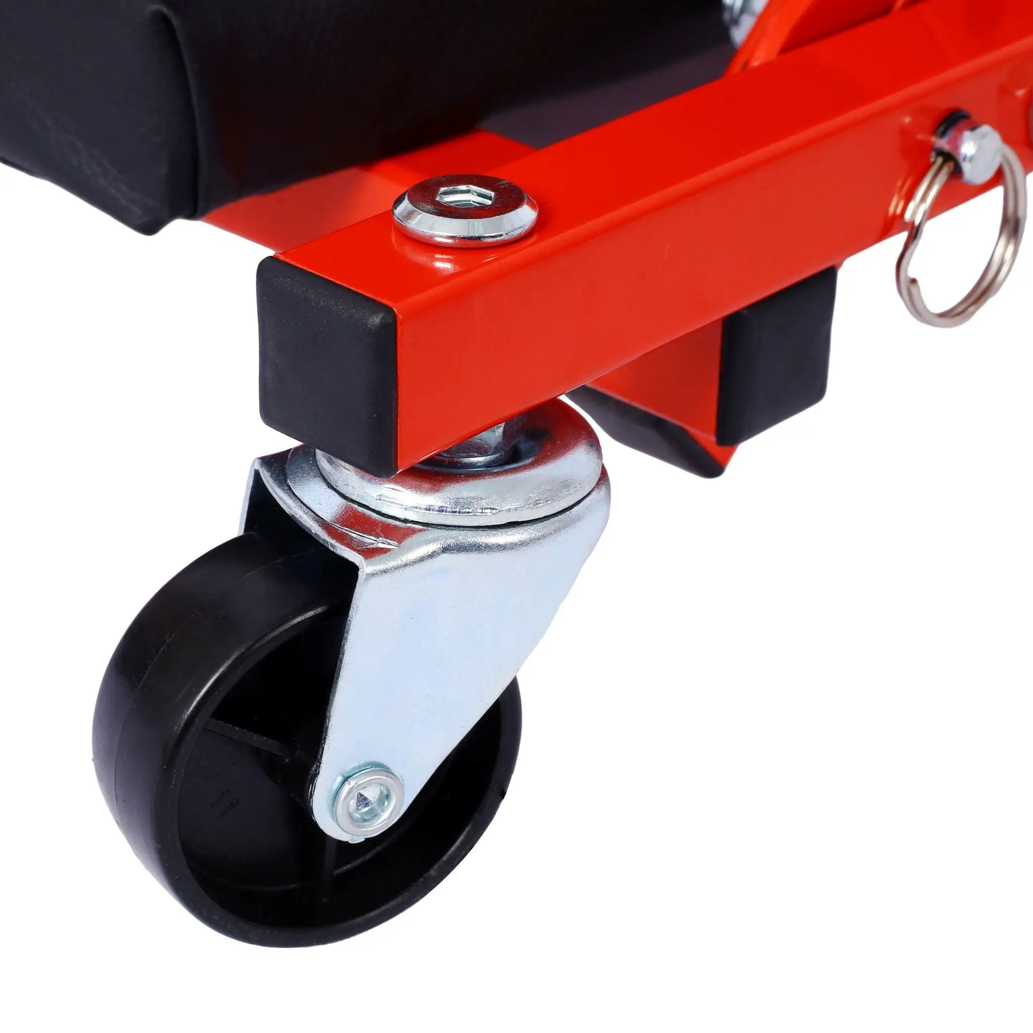 Mechanic Creeper, Z Creeper Seat 2 In 1 Low Profile With 6 Wheels Steel Vinyl - Red by HouseOfZazla
