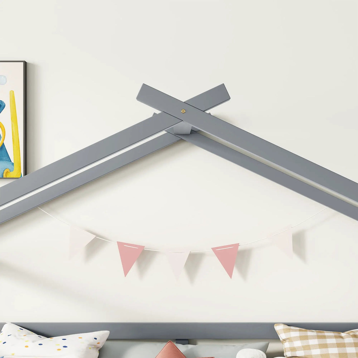 Low Loft House Bed With Slide, Ladder, Safety Guardrails, House Roof Frame by Unique Piece Furniture