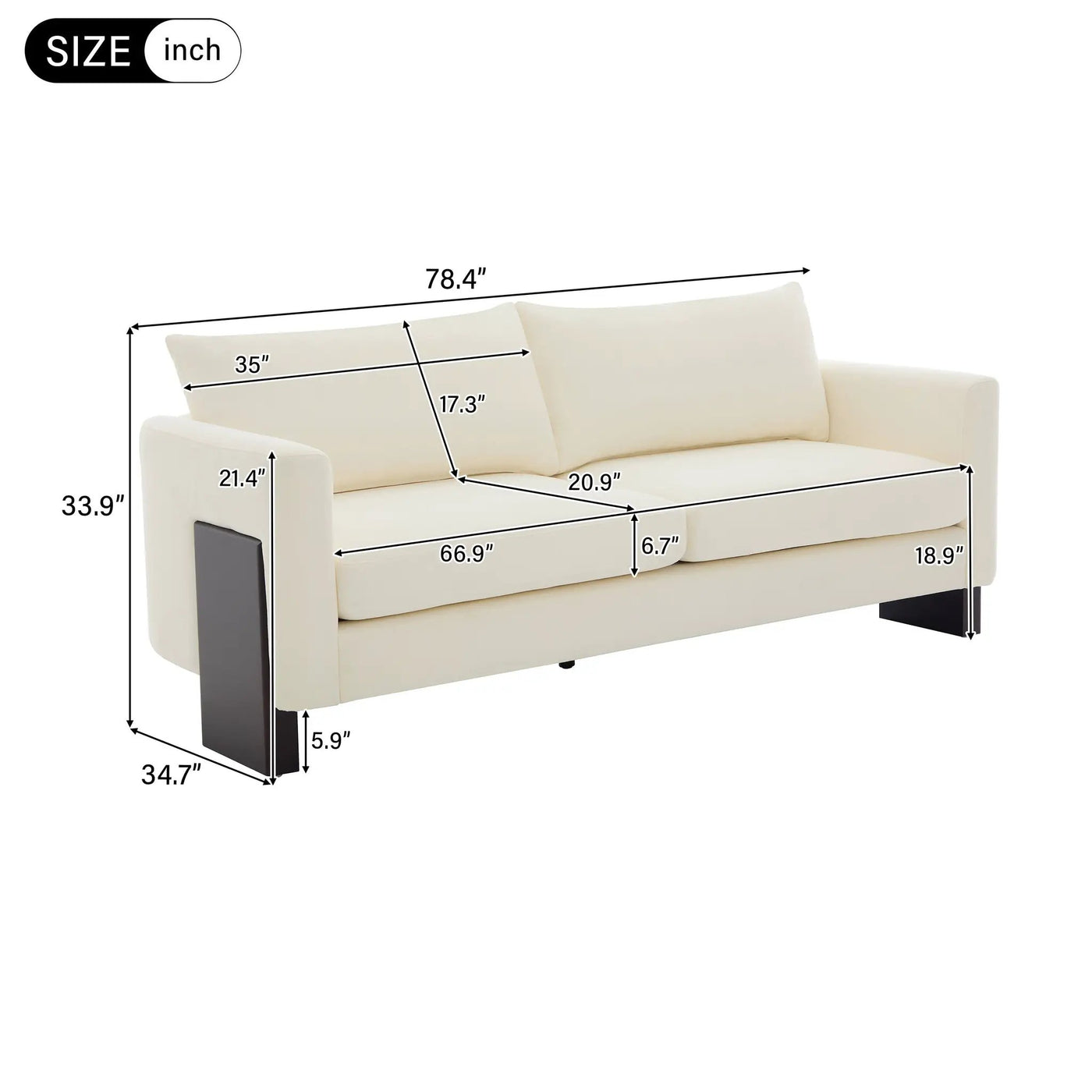Modern Sofa Couch Stylish 3-Seater Sofa with Rubberwood Legs by HouseOfZazla