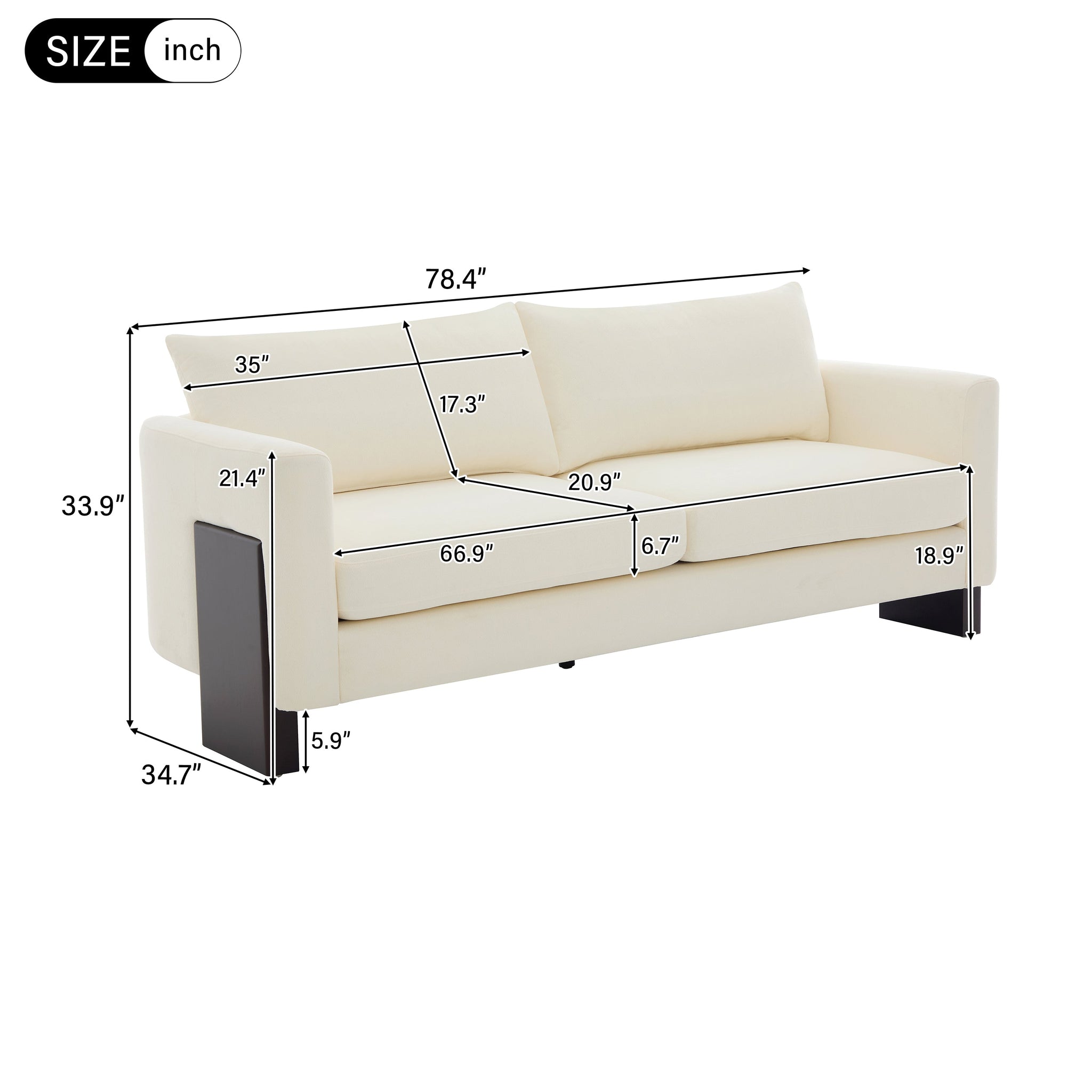 Cozy Sofa Set Oversized Comfy Cloud Sofa with Rubberwood Legs by HouseOfZazla