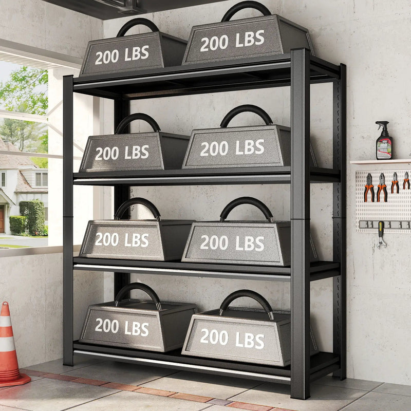 4-Tier Height-Adjustable Storage Rack, Vertical Organizer, Assembly Required - Black by HouseOfZazla