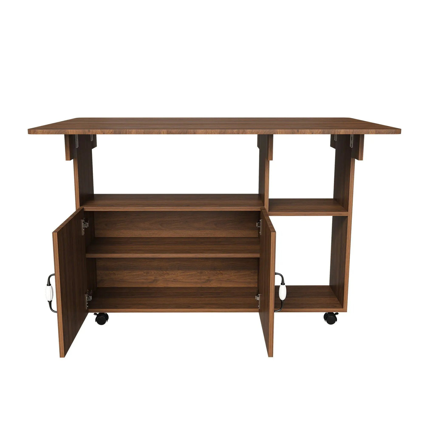 Multi Functional Folding Table With Storage Shelves And Wheels by Unique Piece Furniture