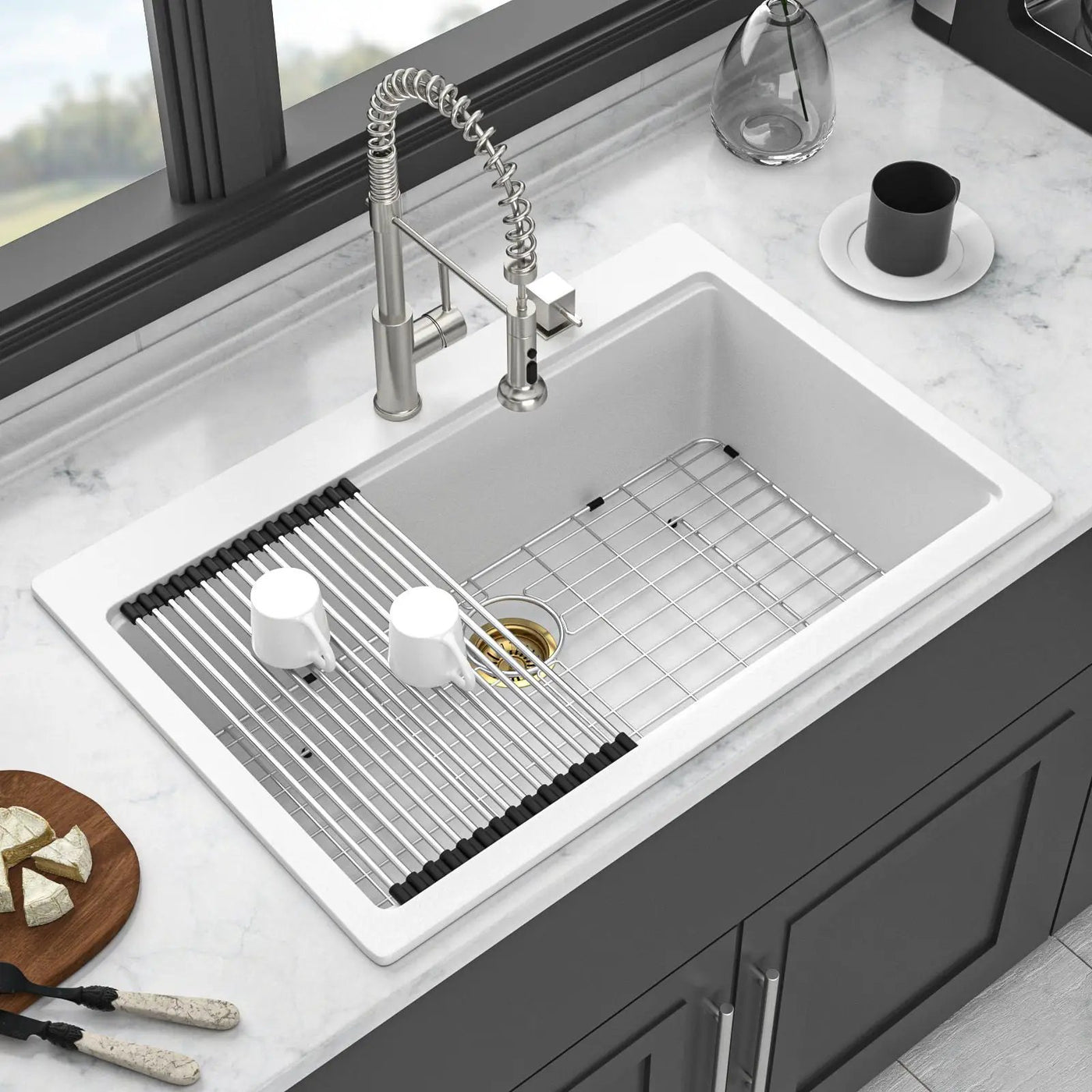 Granite Composite Quartz Kitchen Sink With Workstation Features And Drop In Design by HouseOfZazla
