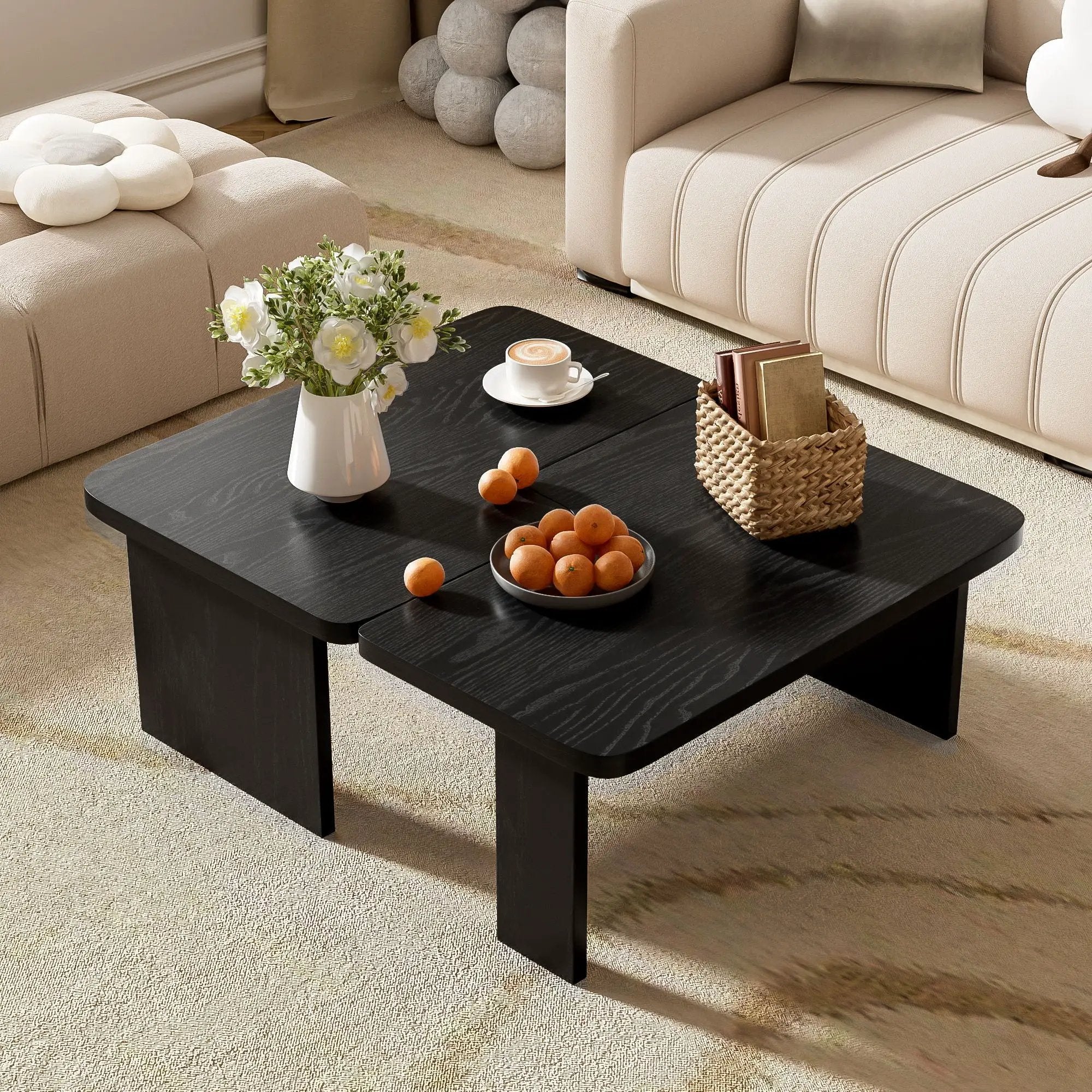Modern Minimalist Coffee Table Set With Splicing Design by Unique Piece Furniture